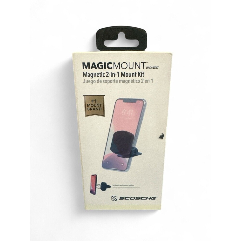 Scosche MagicMount Magnetic 2-in-1 Mount Kit for Vehicles & More Dash/Vent Black